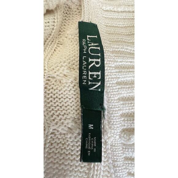Lauren Ralph Lauren Women’s Sz. M Cream Cowl Neck Sweater Cable Knit Pullover - Picture 6 of 7